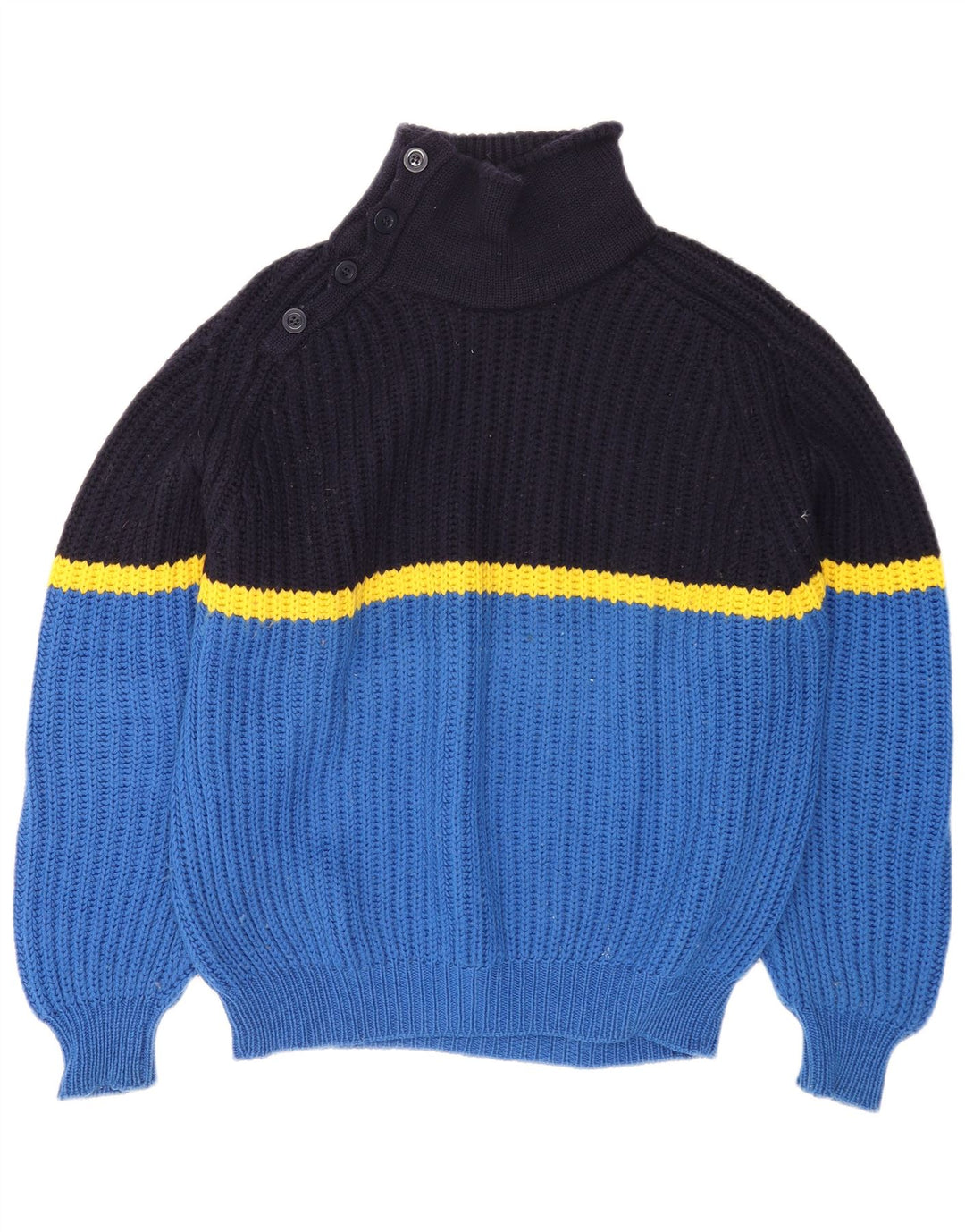 Maglione da uomo con collo a bottoni Ocean Star IT 52 Large Blue Colourblock