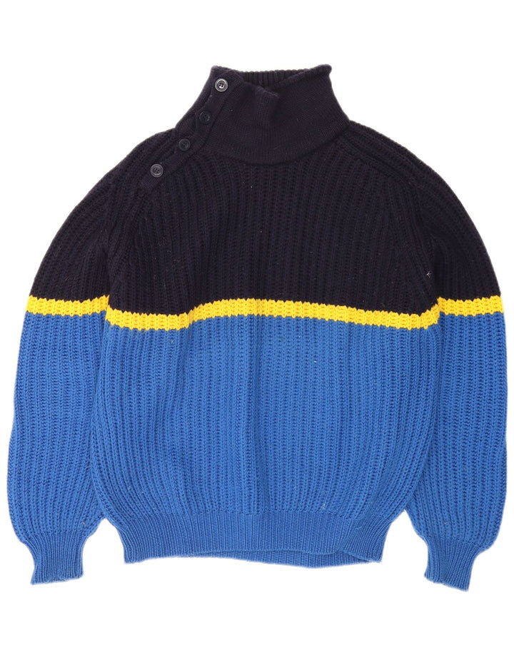 Maglione da uomo con collo a bottoni Ocean Star IT 52 Large Blue Colourblock