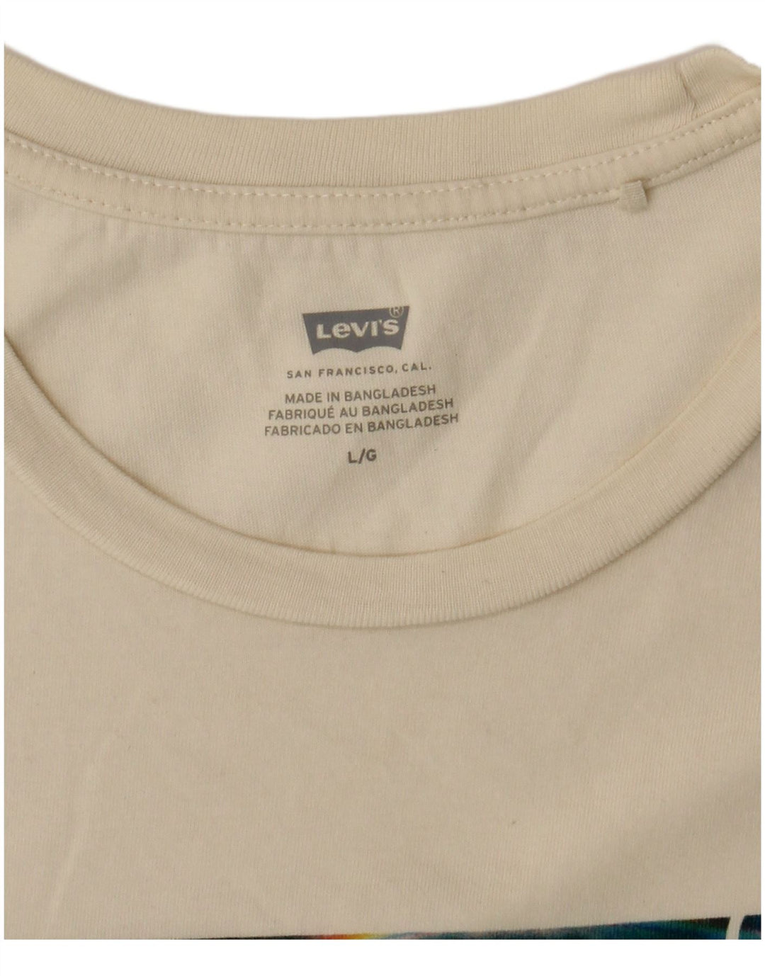 LEVI'S Womens Graphic T-Shirt Top UK 16 Large Off White