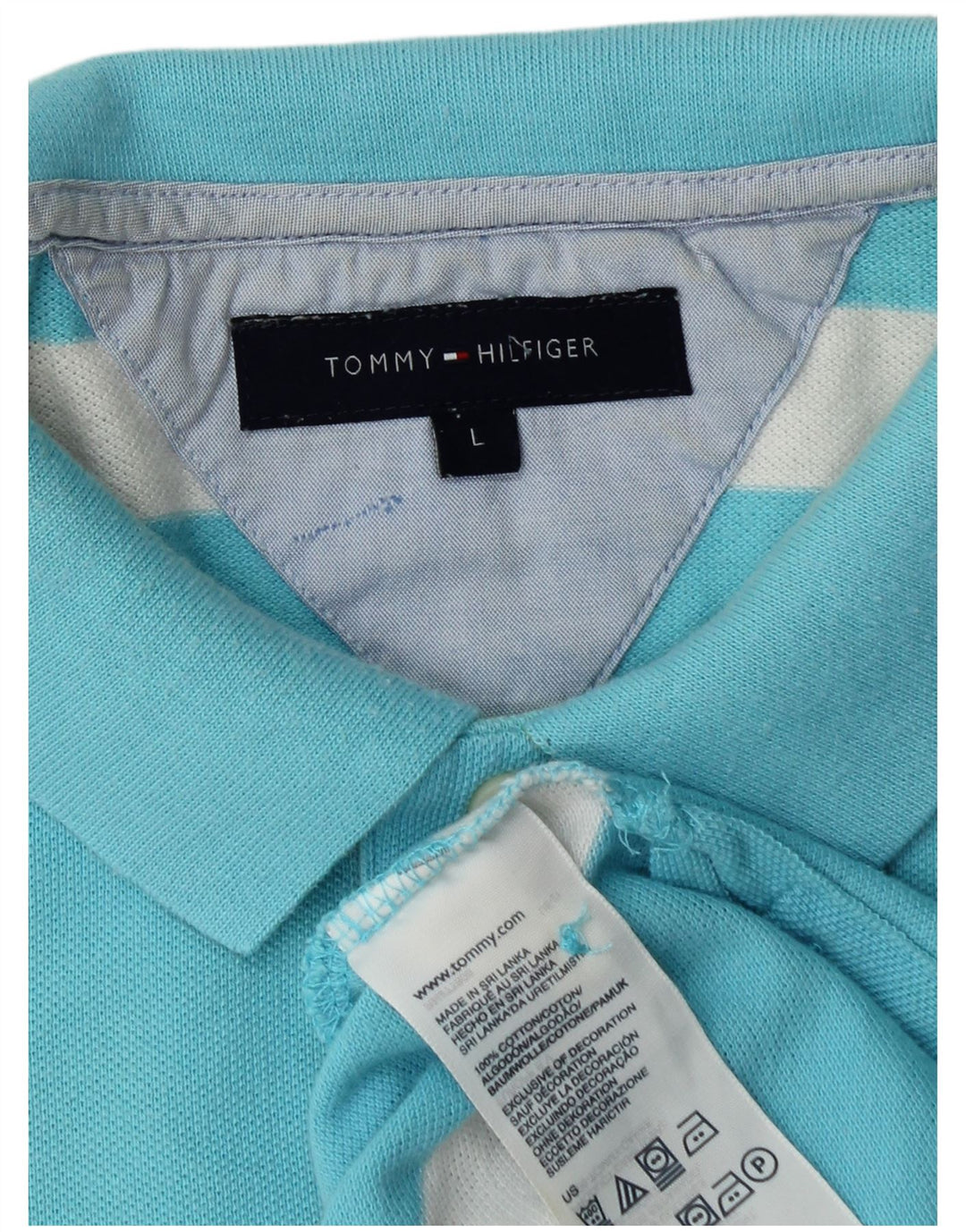 Polo da uomo Tommy Hilfiger grande in cotone a righe blu
