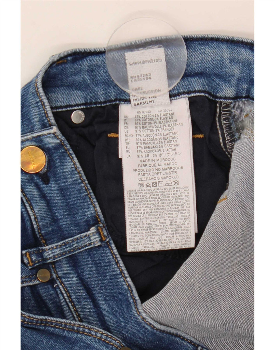 Jeans dritti slim regolari Sandy da donna Diesel W28 L29 cotone blu