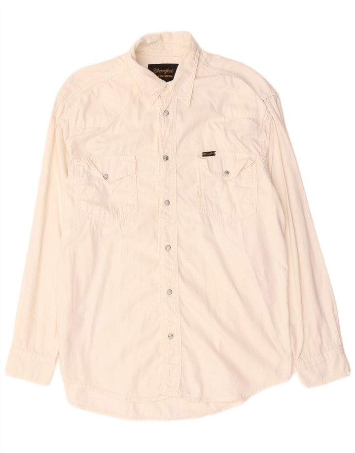 Camicia di jeans western da uomo Wrangler in cotone bianco medio