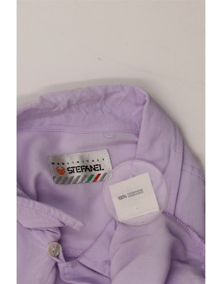 Camicia da uomo a maniche corte Stefanel Large in viscosa viola