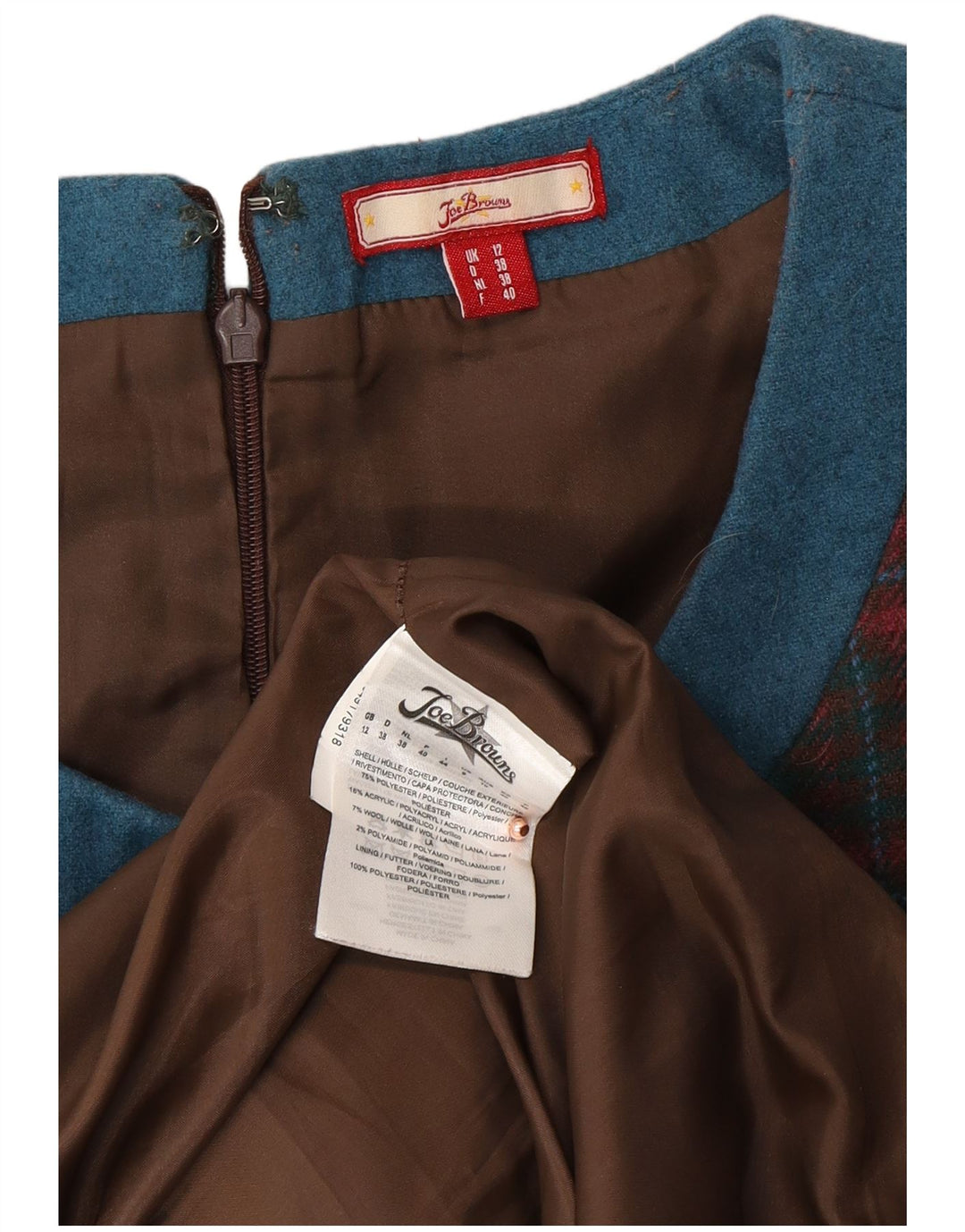 JOE BROWNS Abito tubino senza maniche da donna UK 12 Poliestere medio a quadri rosso