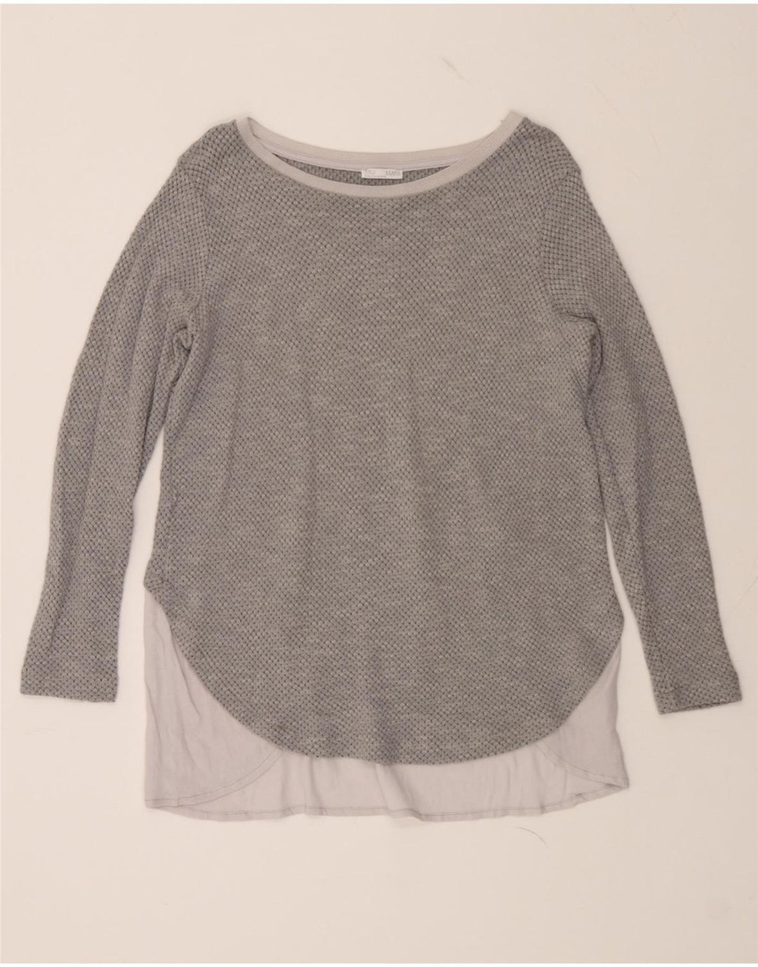 ZARA Womens Top Long Sleeve UK 14 Medium Grey Colourblock Vintage Zara and Second-Hand Zara from Messina Hembry 