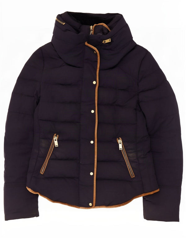 Giacca imbottita da donna Zara UK 12 media blu navy in poliestere