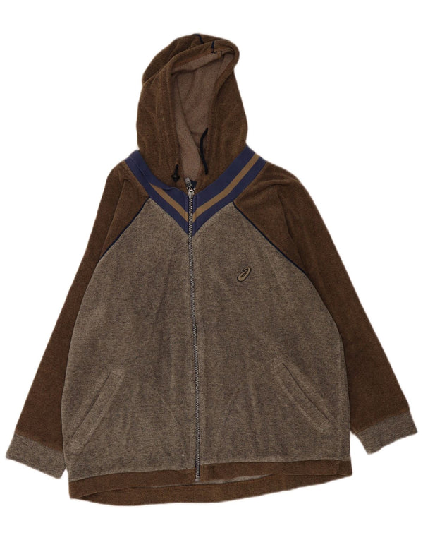 Felpa con cappuccio e zip da donna Asics UK 14 Colorblock marrone medio