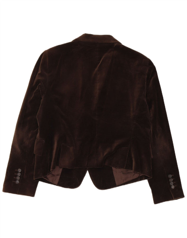 Giacca blazer in velluto da donna a 2 bottoni Zara UK 18 XL cotone marrone