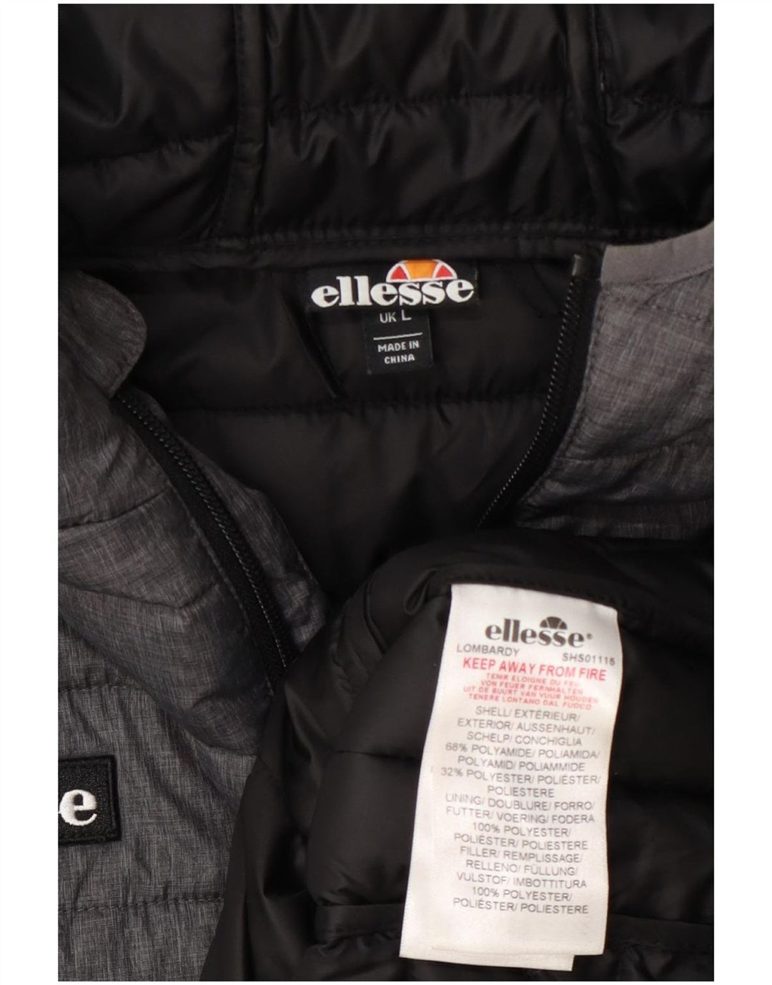 Giacca imbottita con cappuccio da uomo Ellesse UK 40 Large Grigia in poliammide