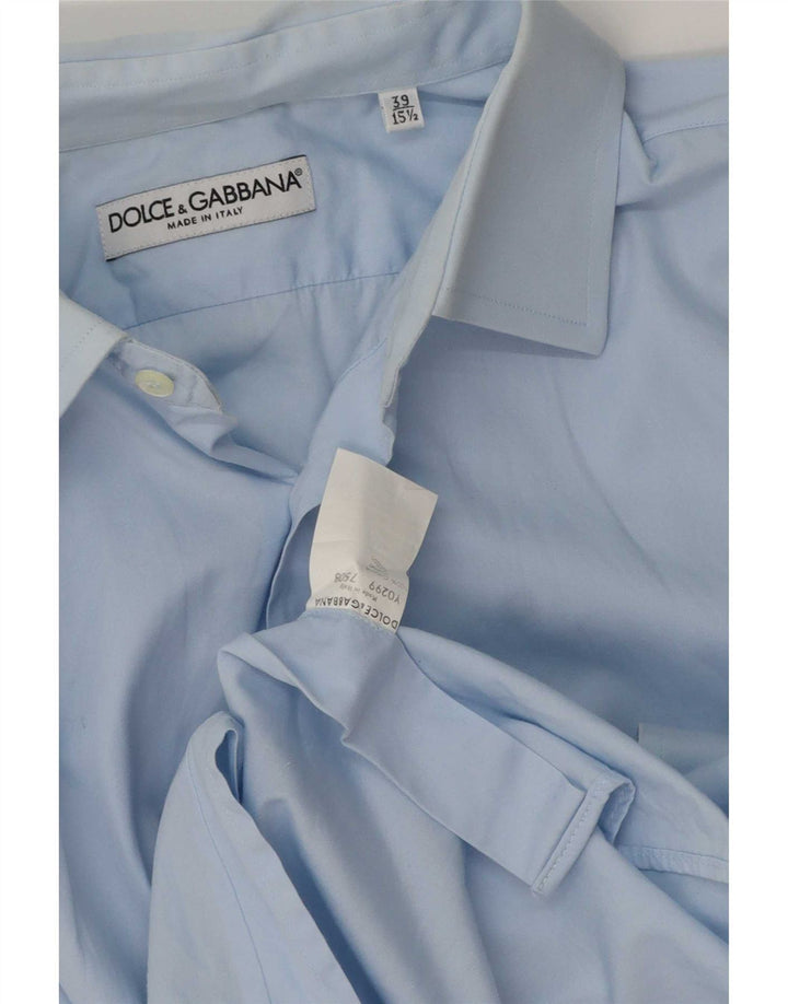 Camicia da uomo Dolce & Gabbana taglia 39 15 1/2 cotone blu medio
