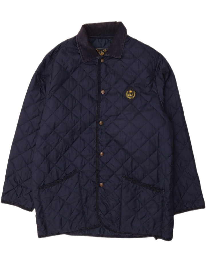 WILKES&AKERMAN Giacca trapuntata da uomo UK 40 Large Blu Navy in poliammide