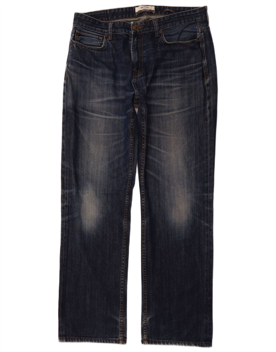 FAT FACE Jeans dritti da uomo vestibilità regolare lavaggio acido W36 L31 cotone blu