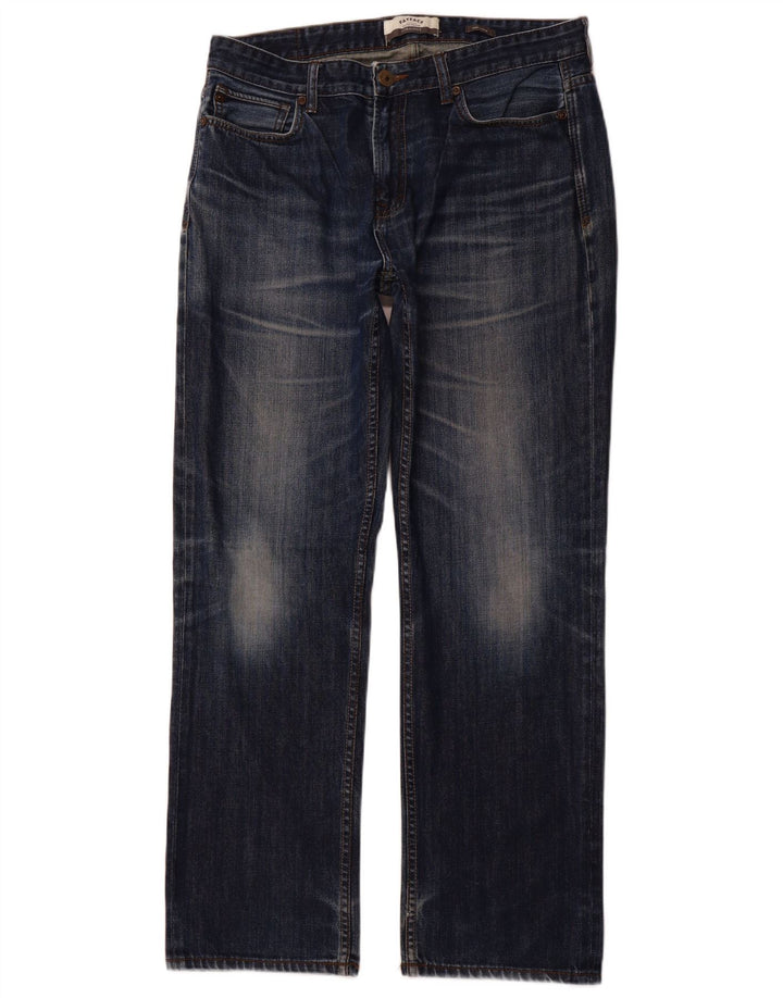 FAT FACE Jeans dritti da uomo vestibilità regolare lavaggio acido W36 L31 cotone blu
