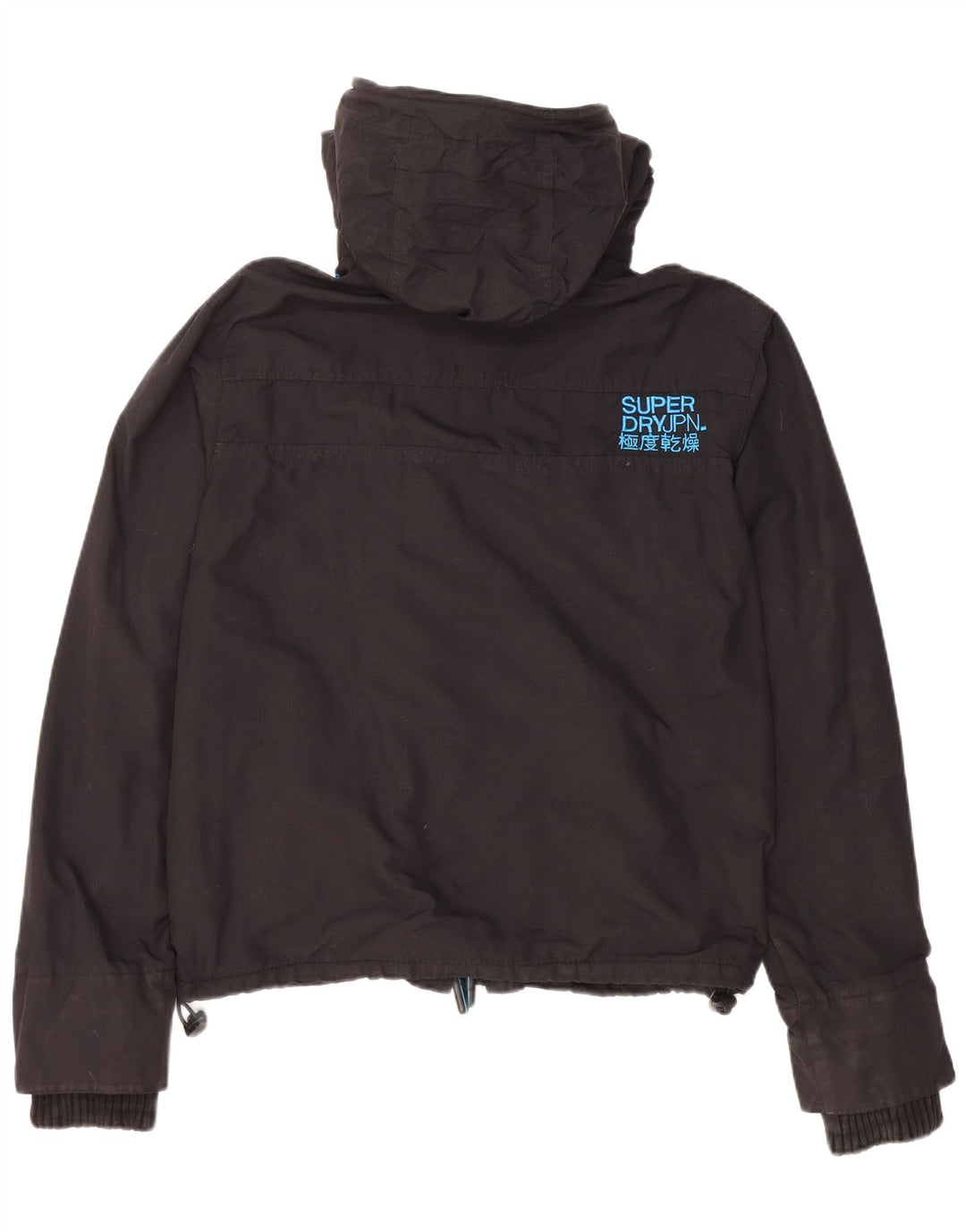 Giacca a vento con cappuccio grafica da uomo Superdry UK 38 nylon nero medio