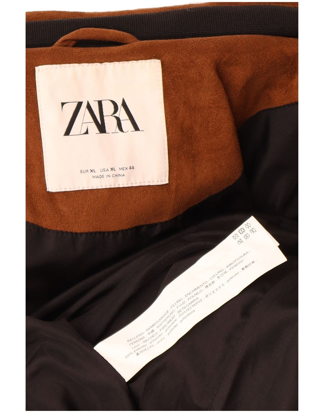 Giacca imbottita da uomo Zara UK 42 XL poliestere marrone