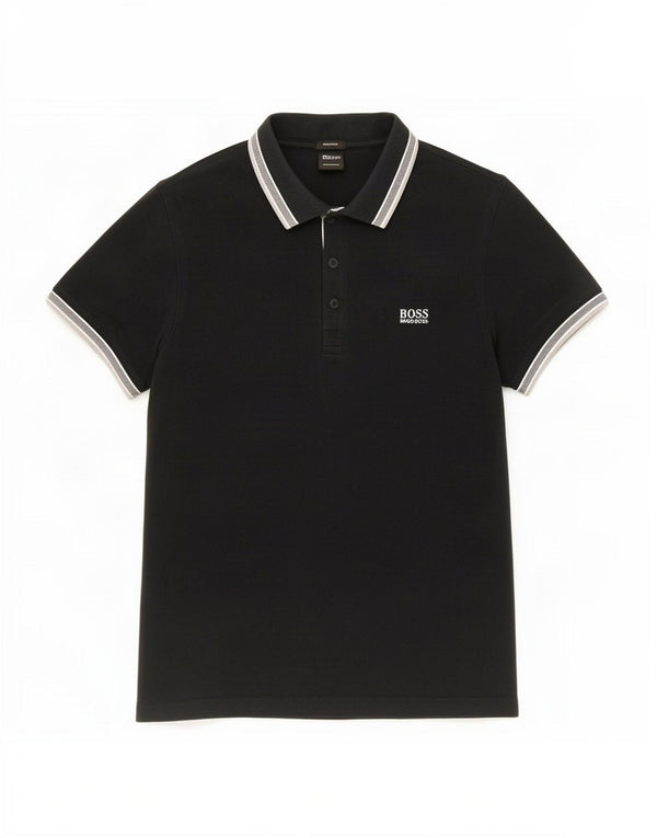 Polo Hugo Boss da uomo vestibilità regolare, taglia grande, in cotone nero