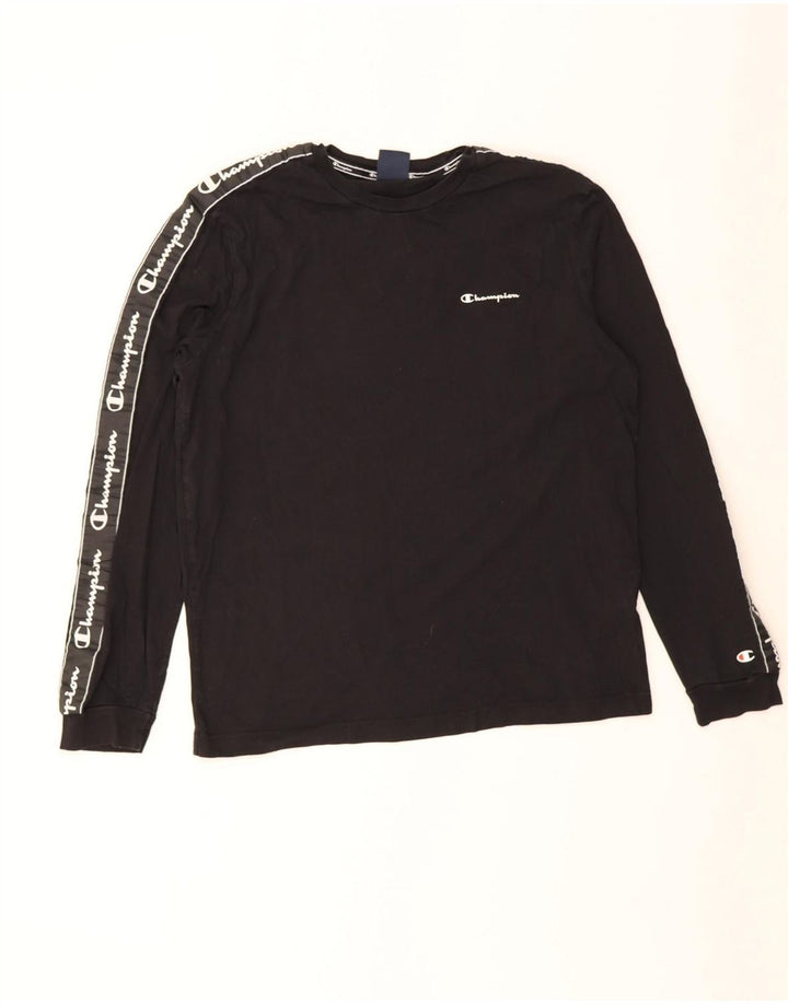 Champion Top grafico da uomo a maniche lunghe in cotone nero grande