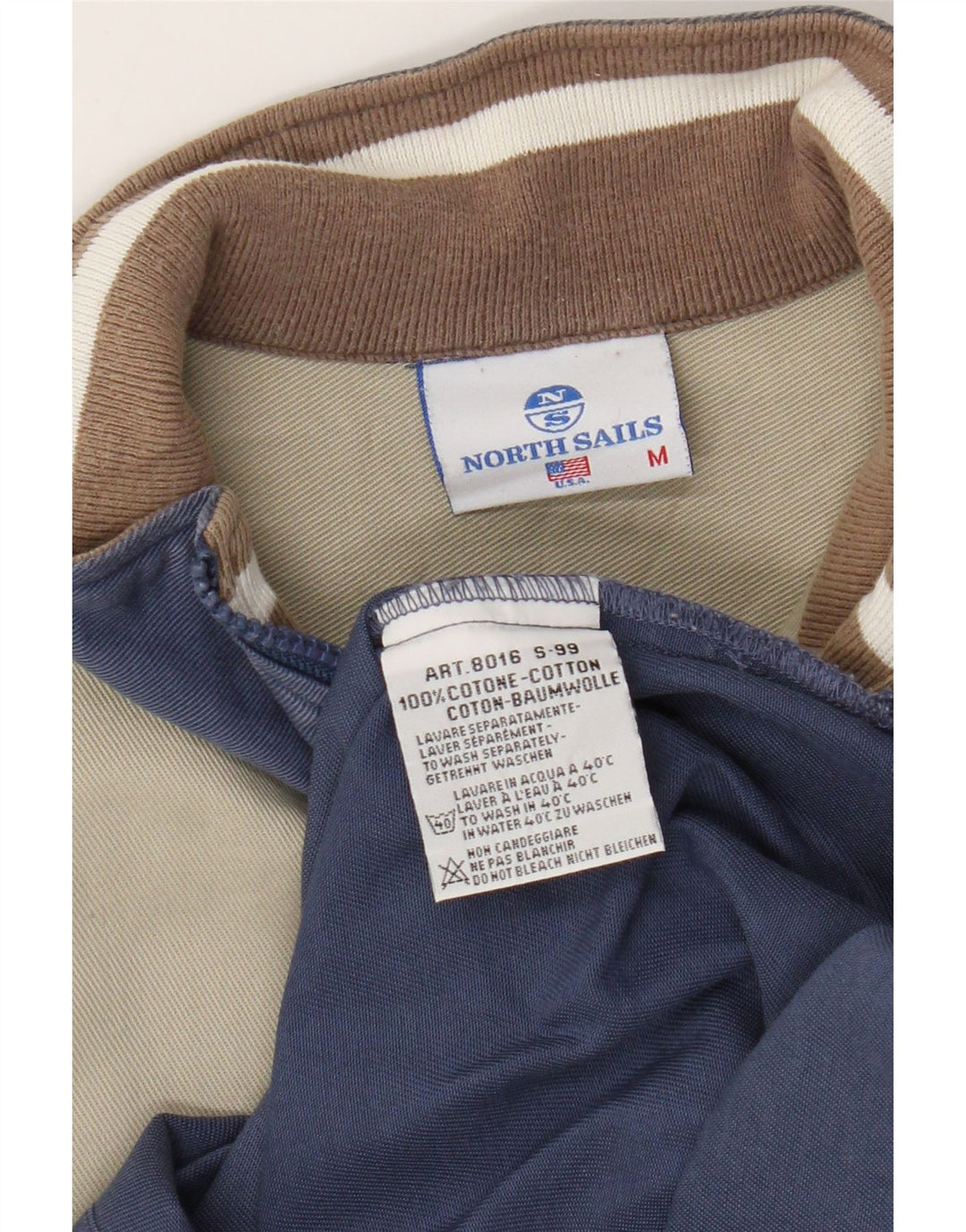 Felpa North Sails da uomo con zip e collo, in cotone color block blu medio