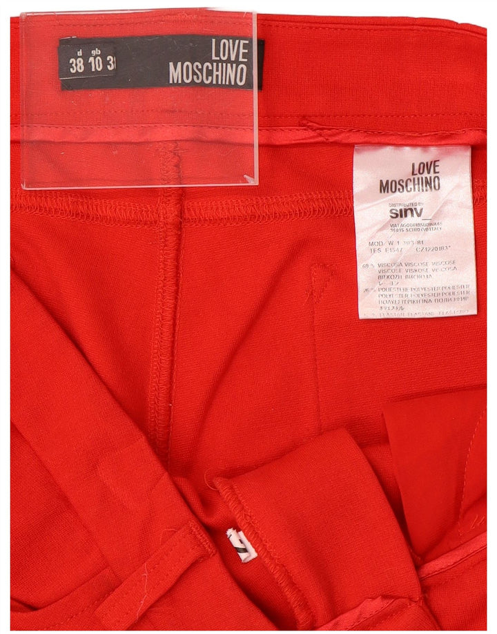 Pantaloni casual slim da donna MOSCHINO UK 10 Small W32 L30 viscosa rossa