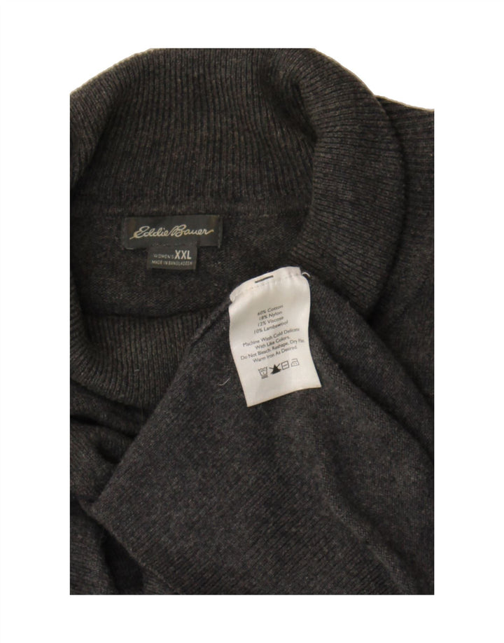 EDDIE BAUER Womens Roll Neck Jumper Sweater UK 20 2XL Grey Cotton Vintage Eddie Bauer and Second-Hand Eddie Bauer from Messina Hembry 