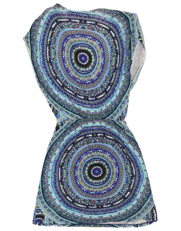 Abito tunica da donna Desigual UK 8 Small Blue geometrica in viscosa