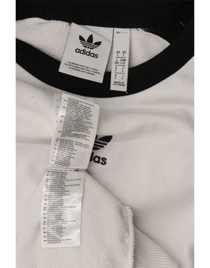 Felpa grafica da uomo Adidas, maglione grande, poliestere color block bianco