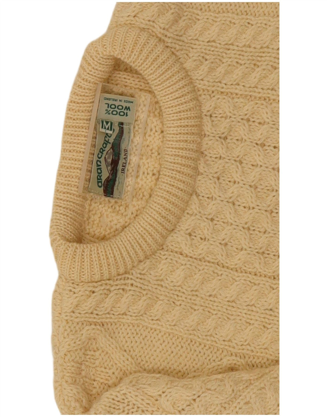 arancrafts Maglione girocollo da uomo in lana beige medio