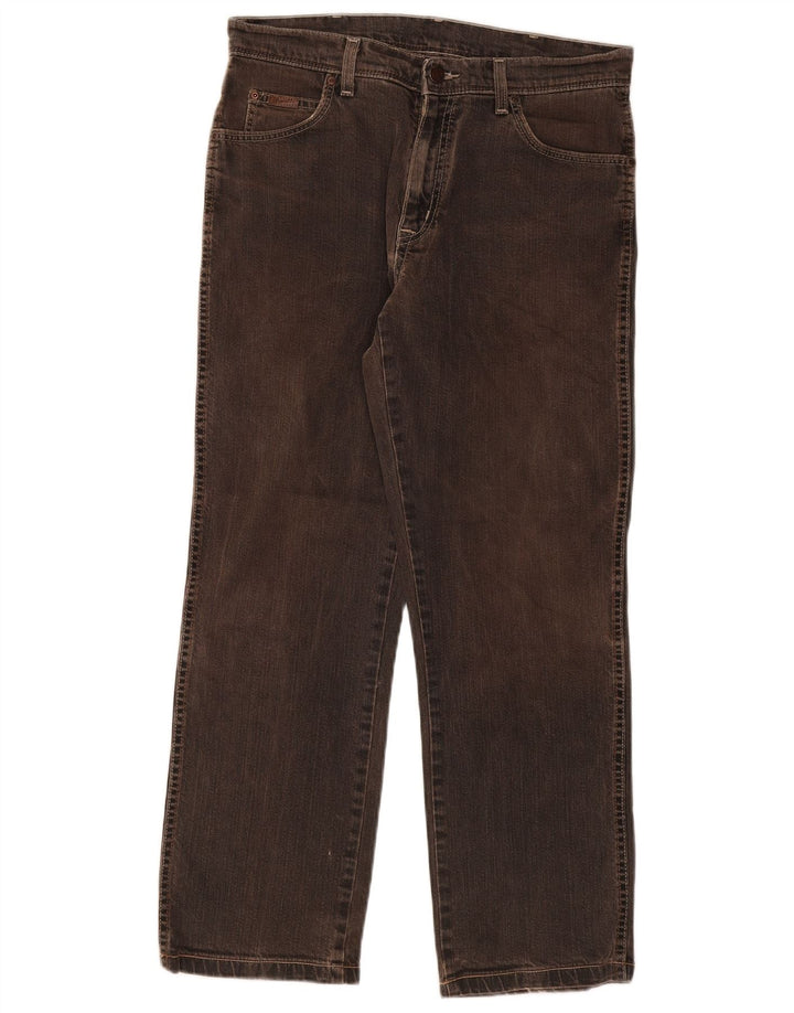Jeans dritti elasticizzati Texas da uomo Wrangler W33 L29 cotone marrone