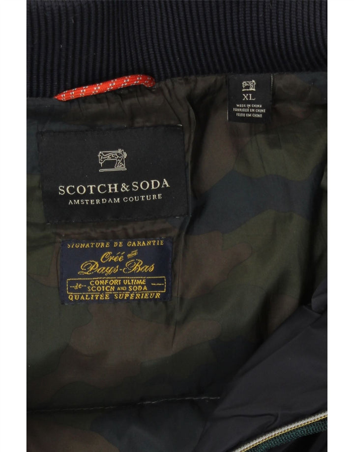 Giacca imbottita con cappuccio da uomo Scotch & Soda UK 42 XL poliestere blu navy