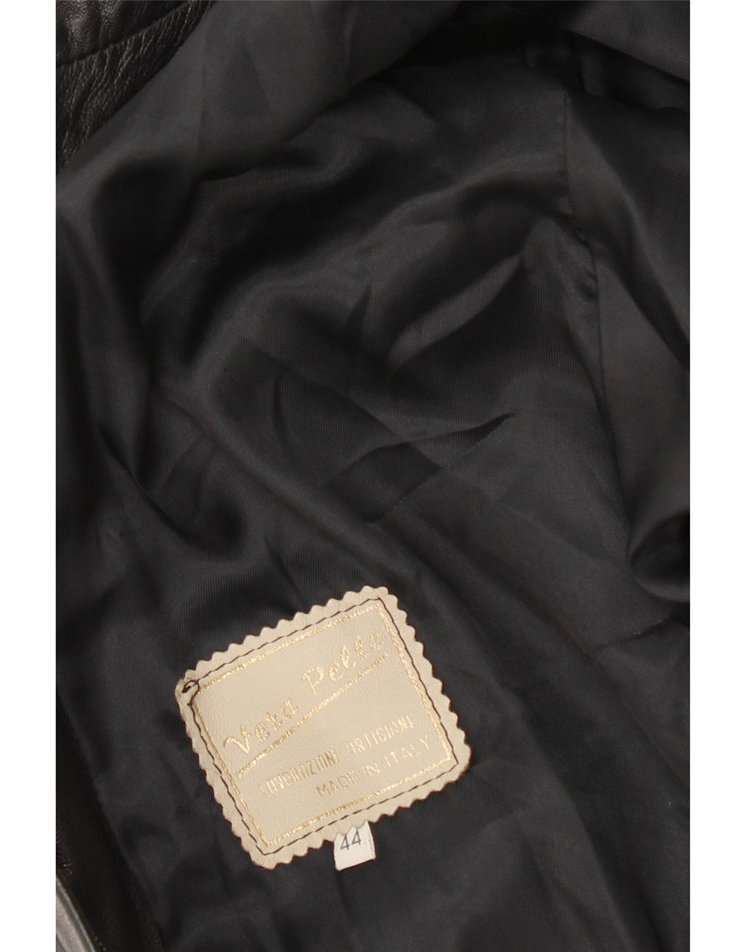 Giacca in pelle militare vintage da donna dal taglio ampio IT 44 in pelle nera media