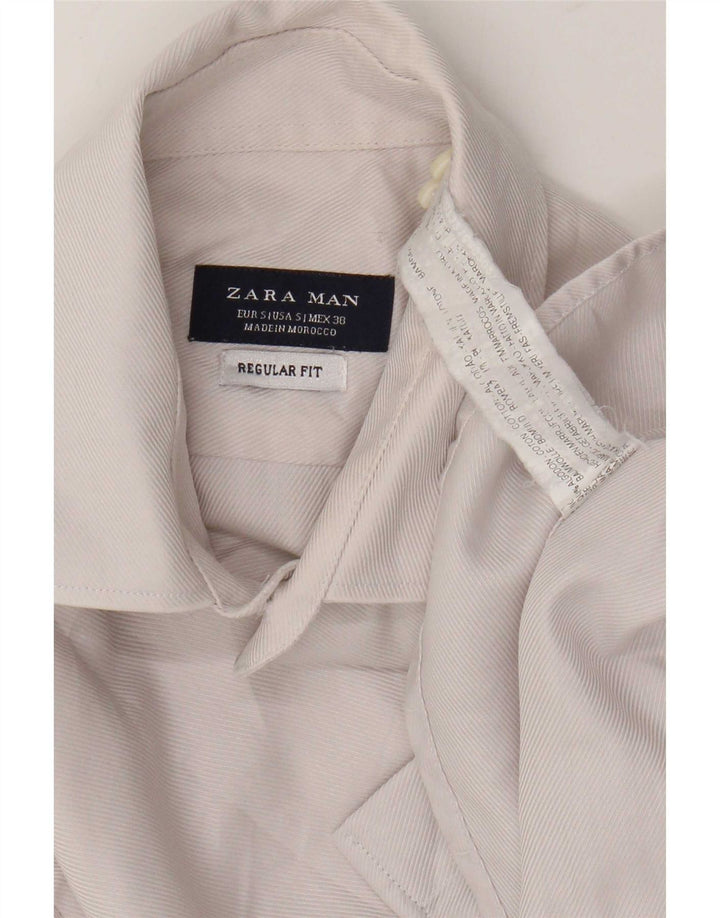 Camicia Zara da uomo vestibilità regolare piccola in cotone grigio