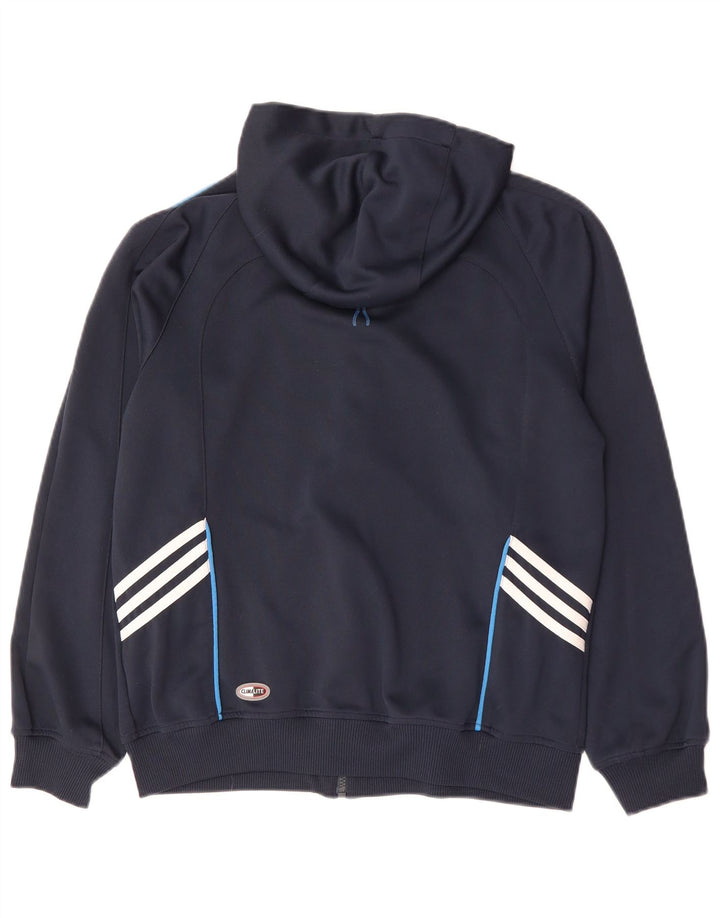 Maglione con cappuccio e zip Adidas Climalite da uomo piccolo in poliestere blu navy