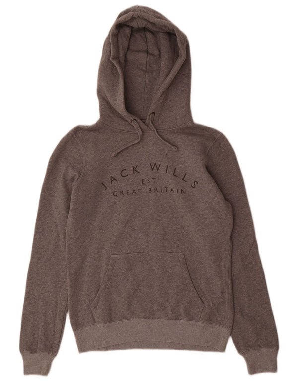 Maglione con cappuccio ampio con grafica da donna Jack Wills UK 8 piccolo cotone grigio