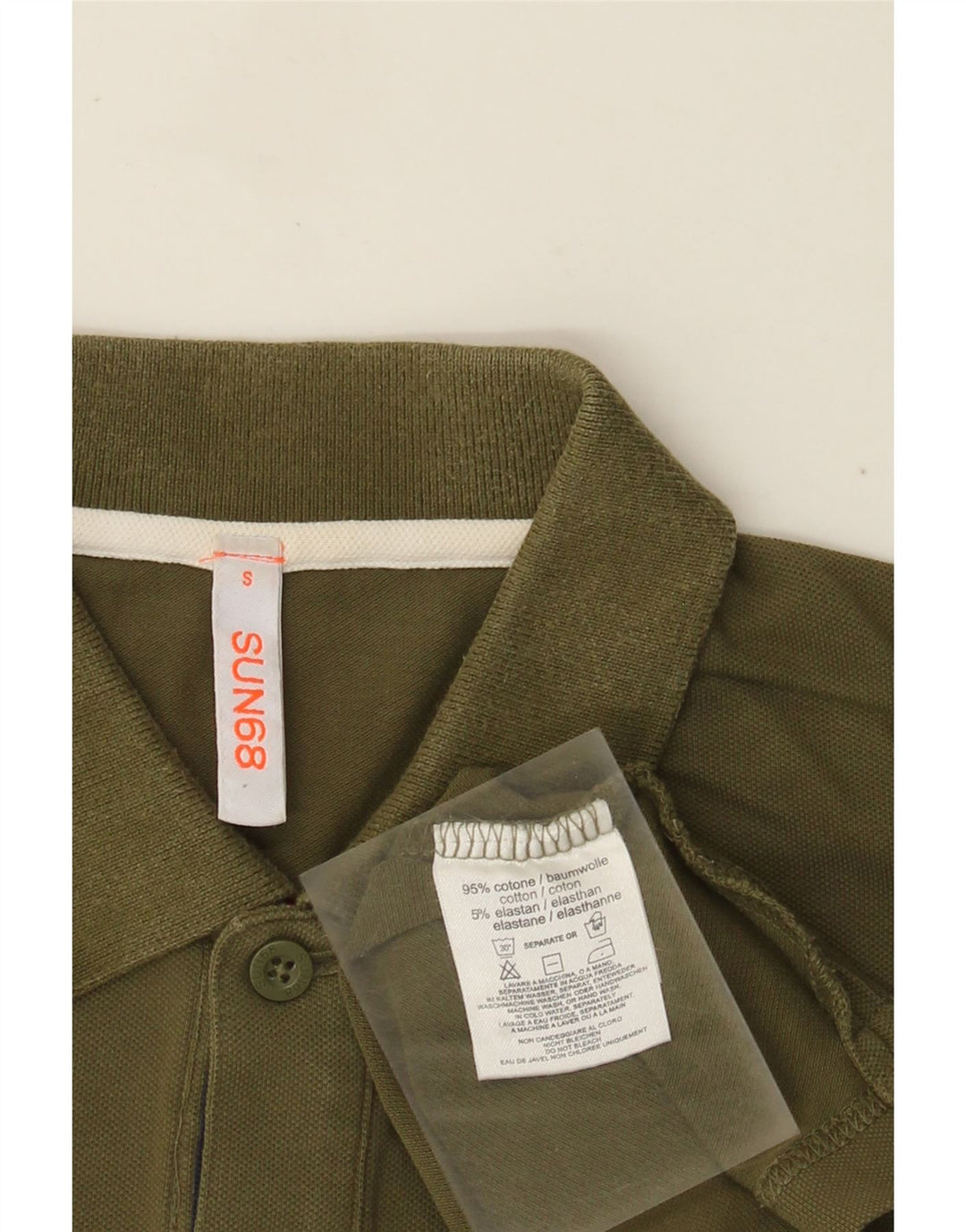 Polo da uomo Sun68 piccola in cotone kaki