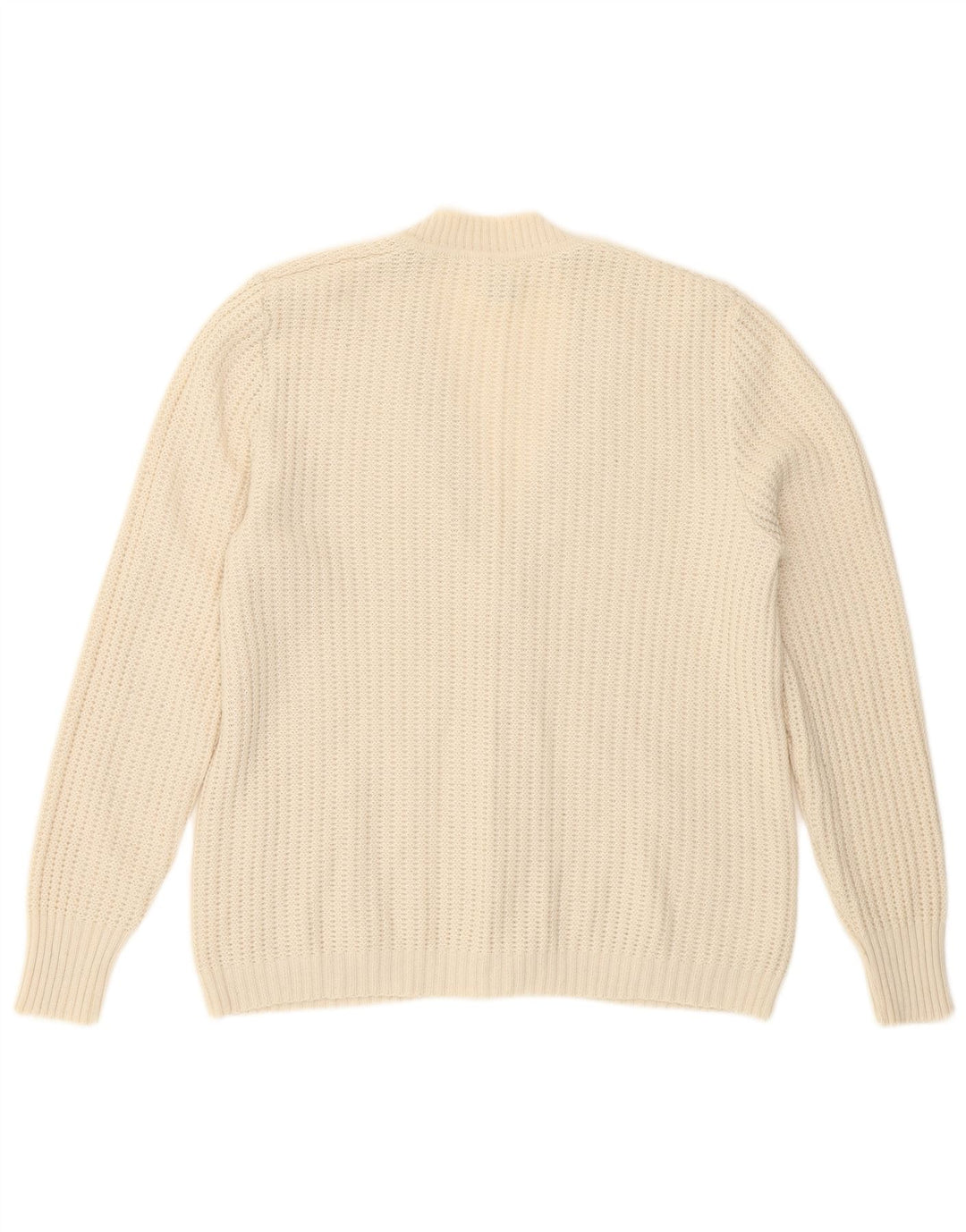 Maglione cardigan vintage da donna IT 48 XL in lana vergine bianca