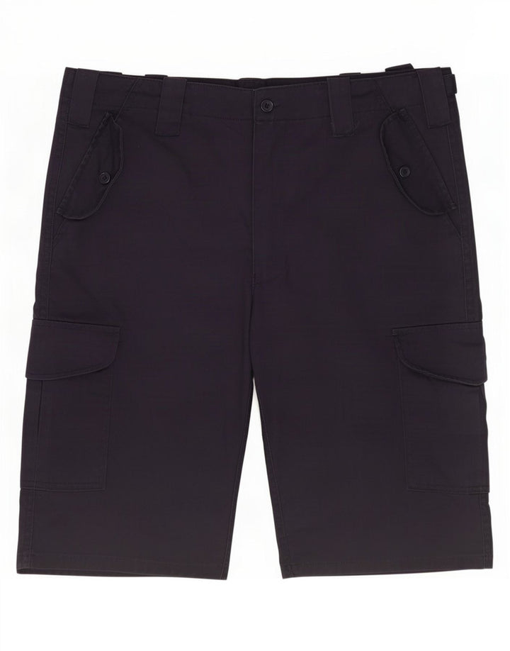 Pantaloncini cargo vintage da uomo medi W32 poliestere blu navy