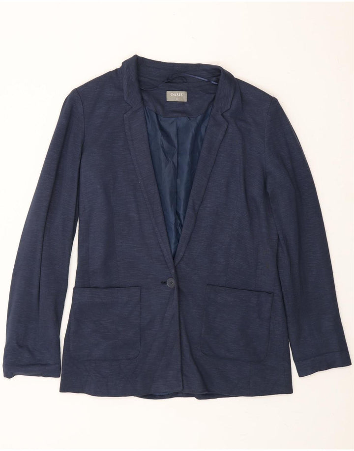 OASIS Womens 1 Button Blazer Jacket UK 10 Small Navy Blue Viscose Vintage Oasis and Second-Hand Oasis from Messina Hembry 