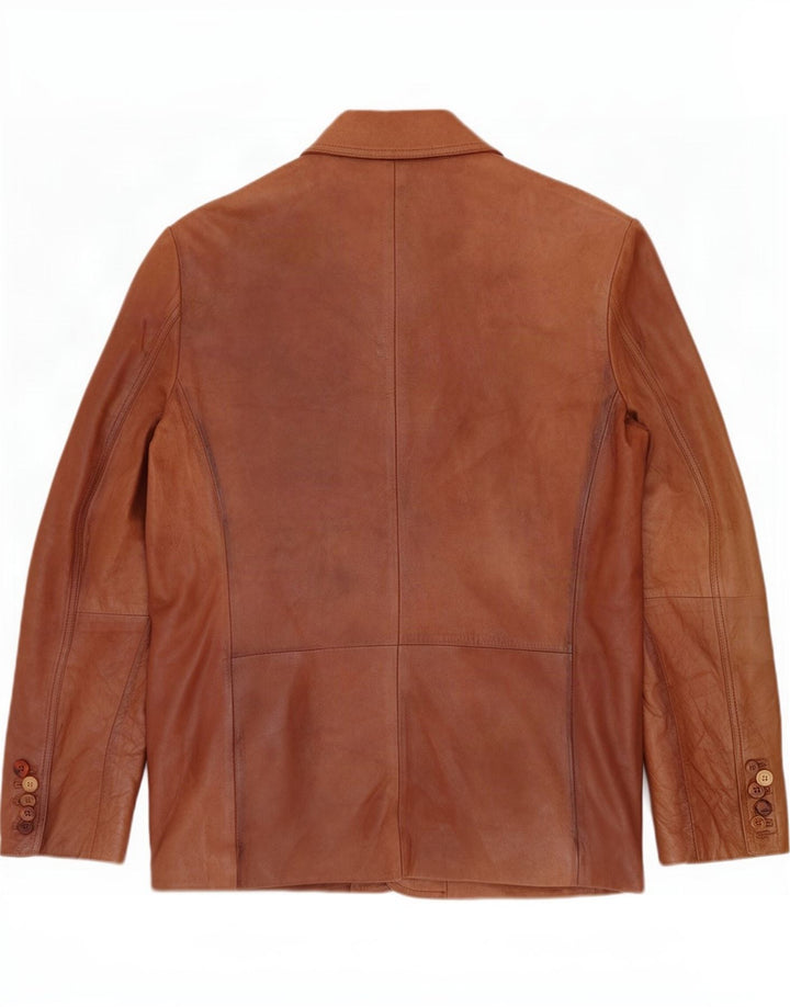 Giacca blazer in pelle da uomo a 2 bottoni Yorn IT 56/58 3XL Marrone