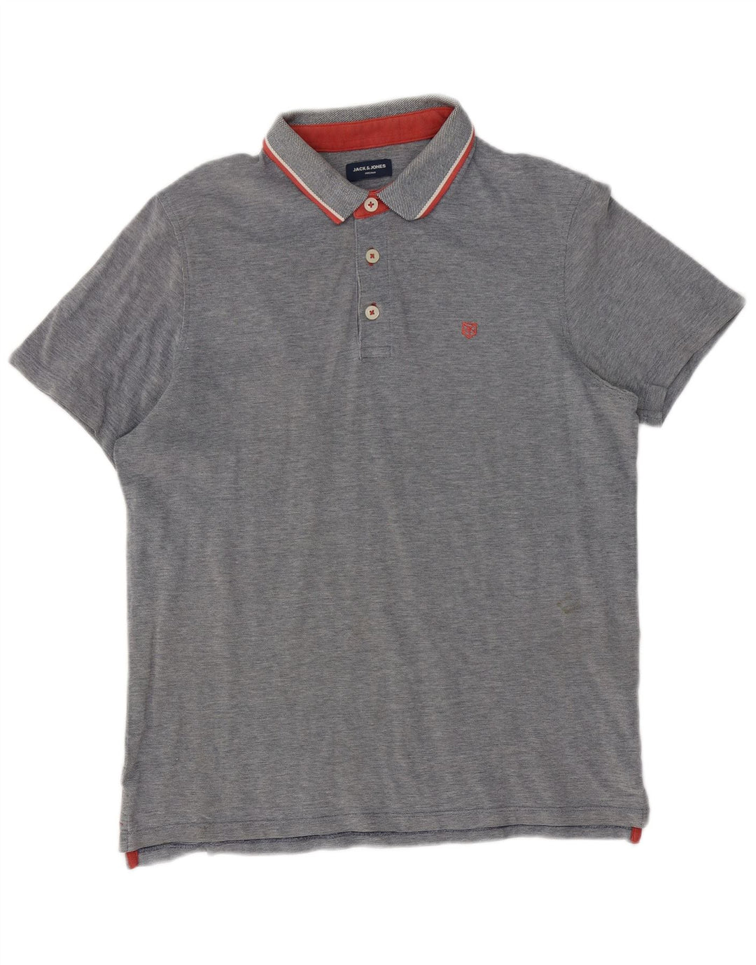 Polo da uomo Jack & Jones grande in cotone chiazzato grigio