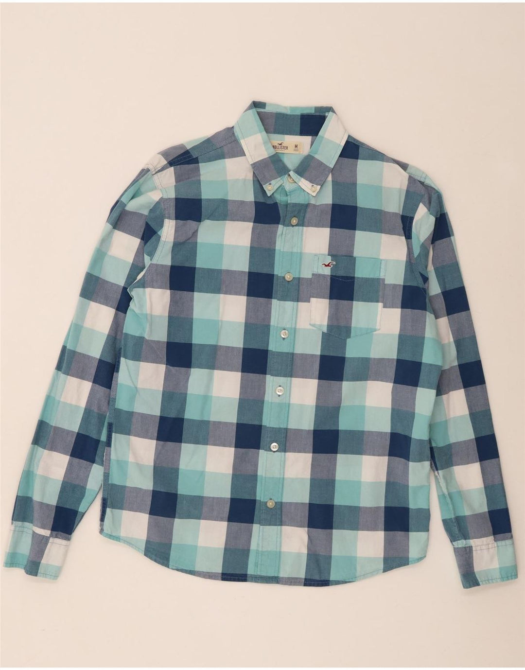 Camicia Hollister da uomo in cotone a quadri blu medio