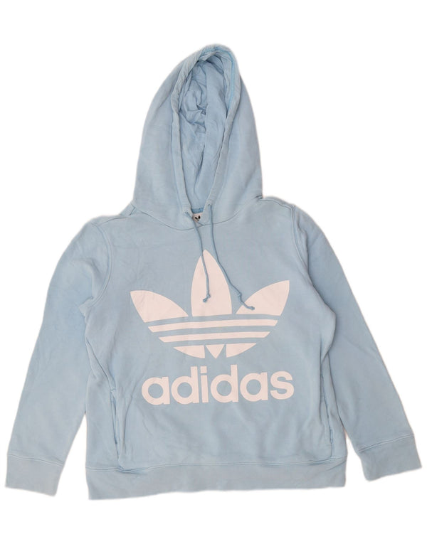Felpa con cappuccio grafica da donna Adidas UK 14 grande cotone blu