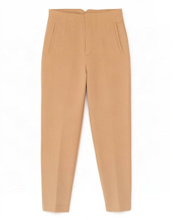 Pantaloni casual affusolati da donna Zara XS W24 L27 Beige Elastan