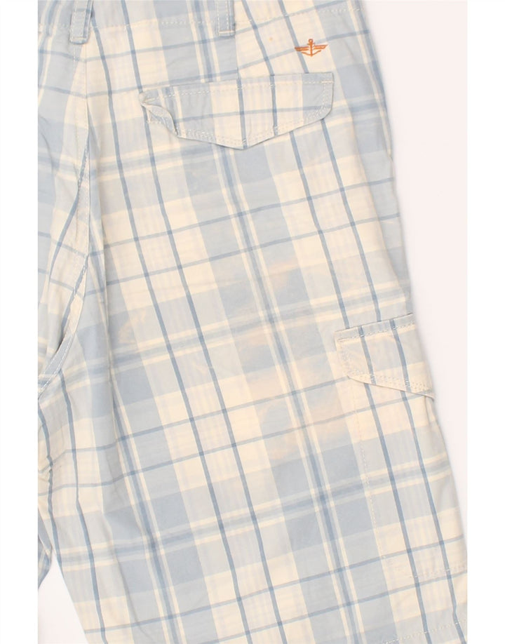DOCKERS Mens Cargo Shorts  W32 Medium Blue Check Cotton Vintage Dockers and Second-Hand Dockers from Messina Hembry 
