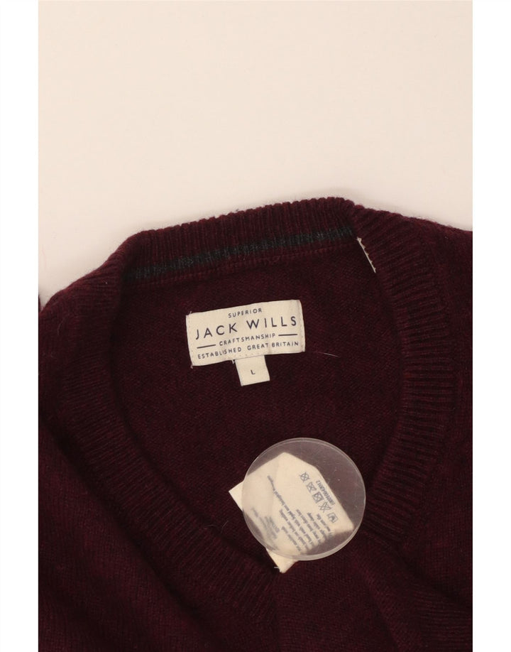 JACK WILLS Maglione da uomo con scollo a V grande lana merino marrone