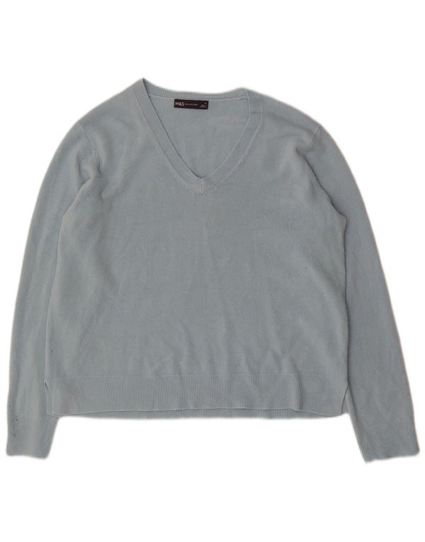 Maglione da donna Marks & Spencer con scollo a V UK 16 Large Acrilico turchese