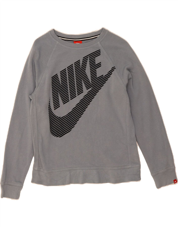 NIKE Womens Graphic Sweatshirt Jumper UK 14 Large Grey Cotton Vintage Nike and Second-Hand Nike from Messina Hembry 