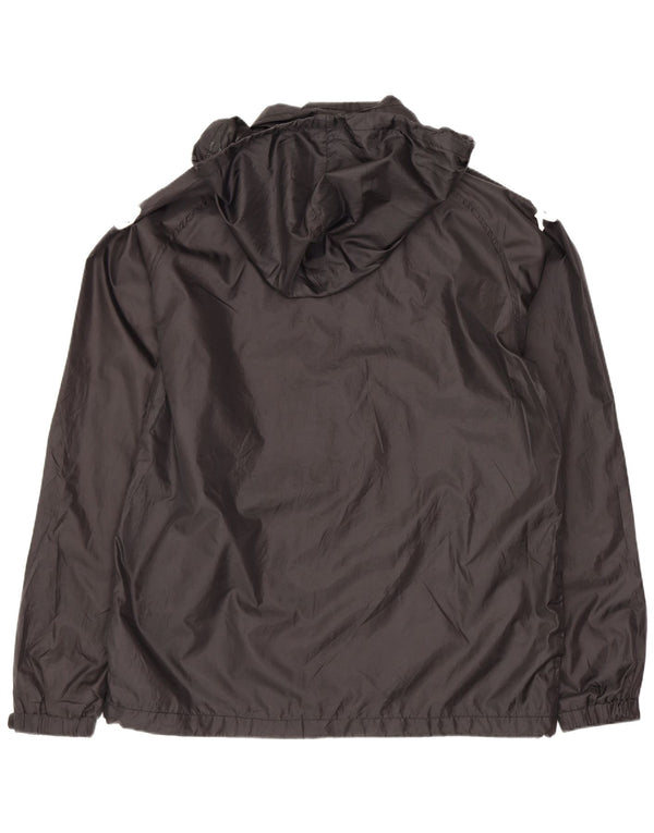 Giacca antipioggia con cappuccio grafico da uomo Kappa UK 40 Large Black Nylon Sports