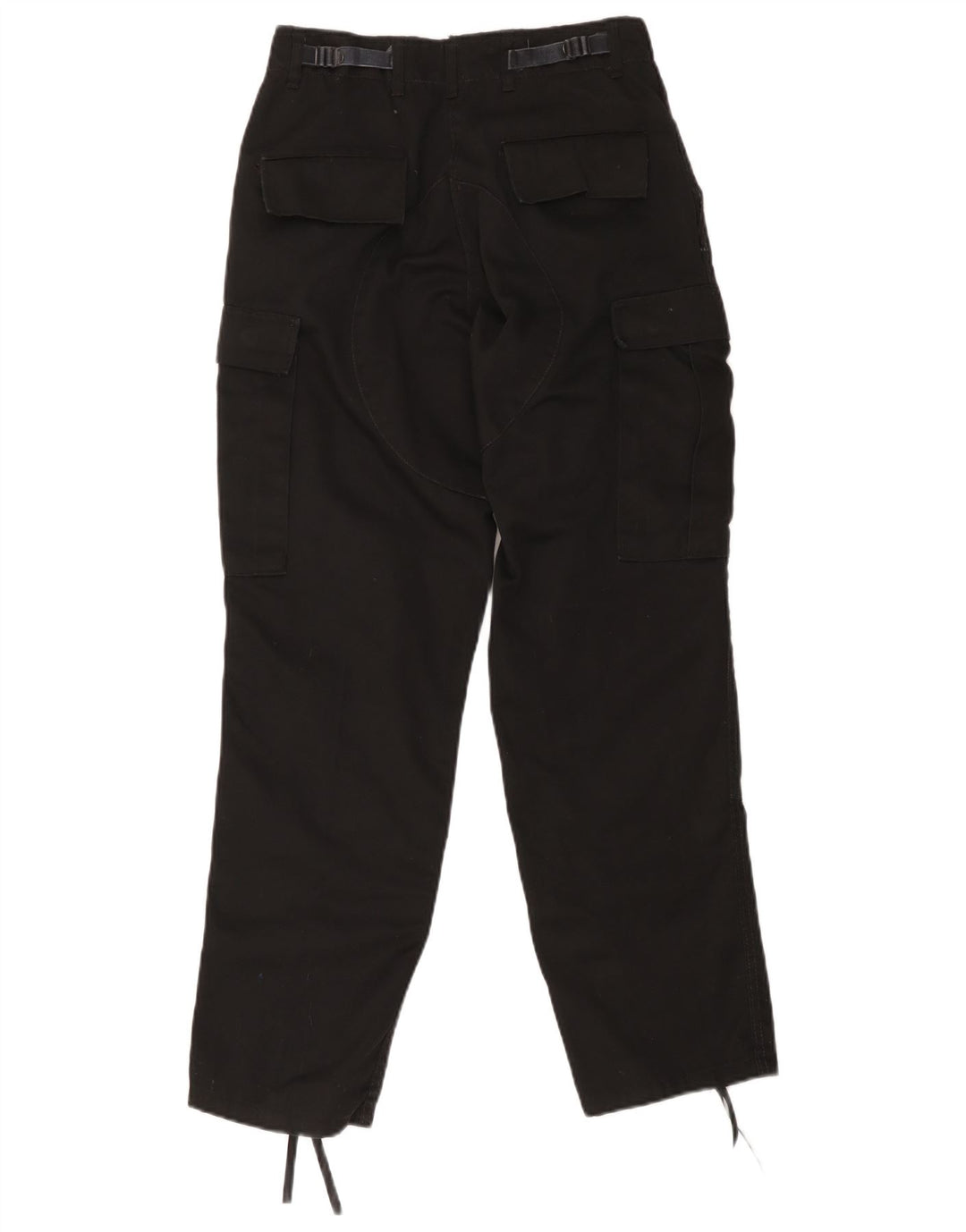 Pantaloni cargo regolari da donna vintage piccoli W28 L30 in cotone nero