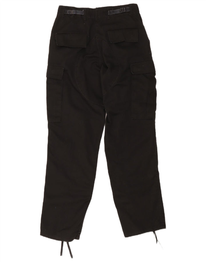 Pantaloni cargo regolari da donna vintage piccoli W28 L30 in cotone nero