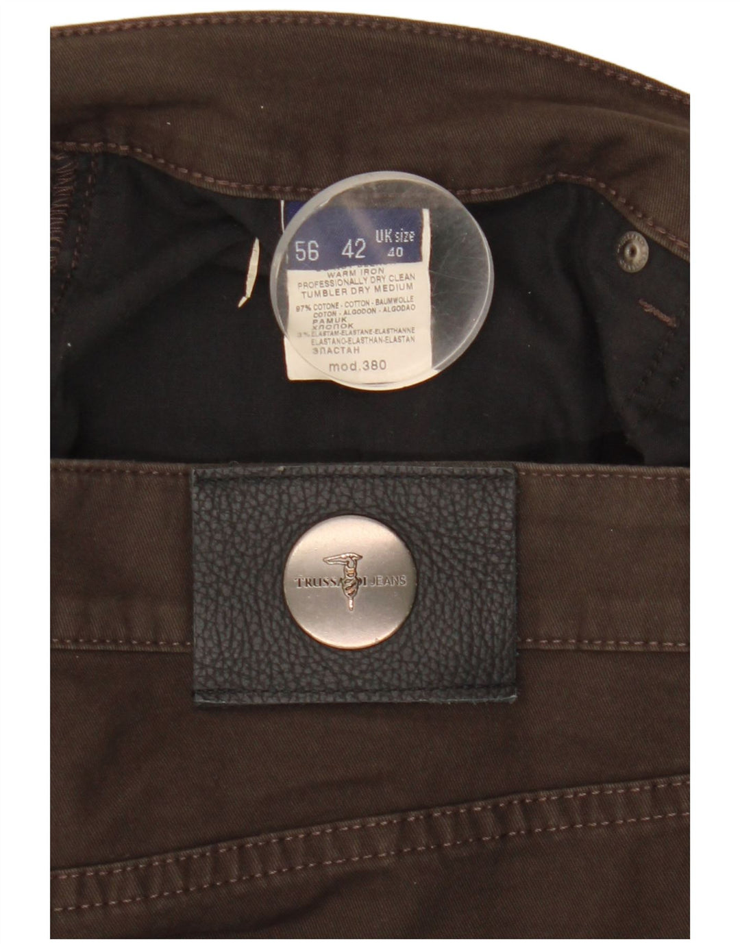 Jeans Dritti Uomo TRUSSARDI W40 L30 Cotone Marrone